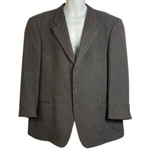 Armani Collezioni Mens Sport Coat Wool Blend Size 46R Textured Pattern‎ Italy